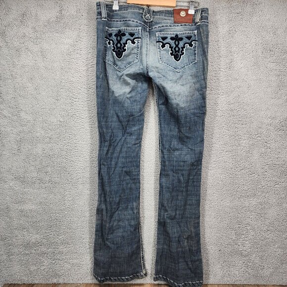 Atik Denim Women's Size 31 Blue Embroidered Pockets Boot Cut‎ Low Rise Jeans - Picture 6 of 11